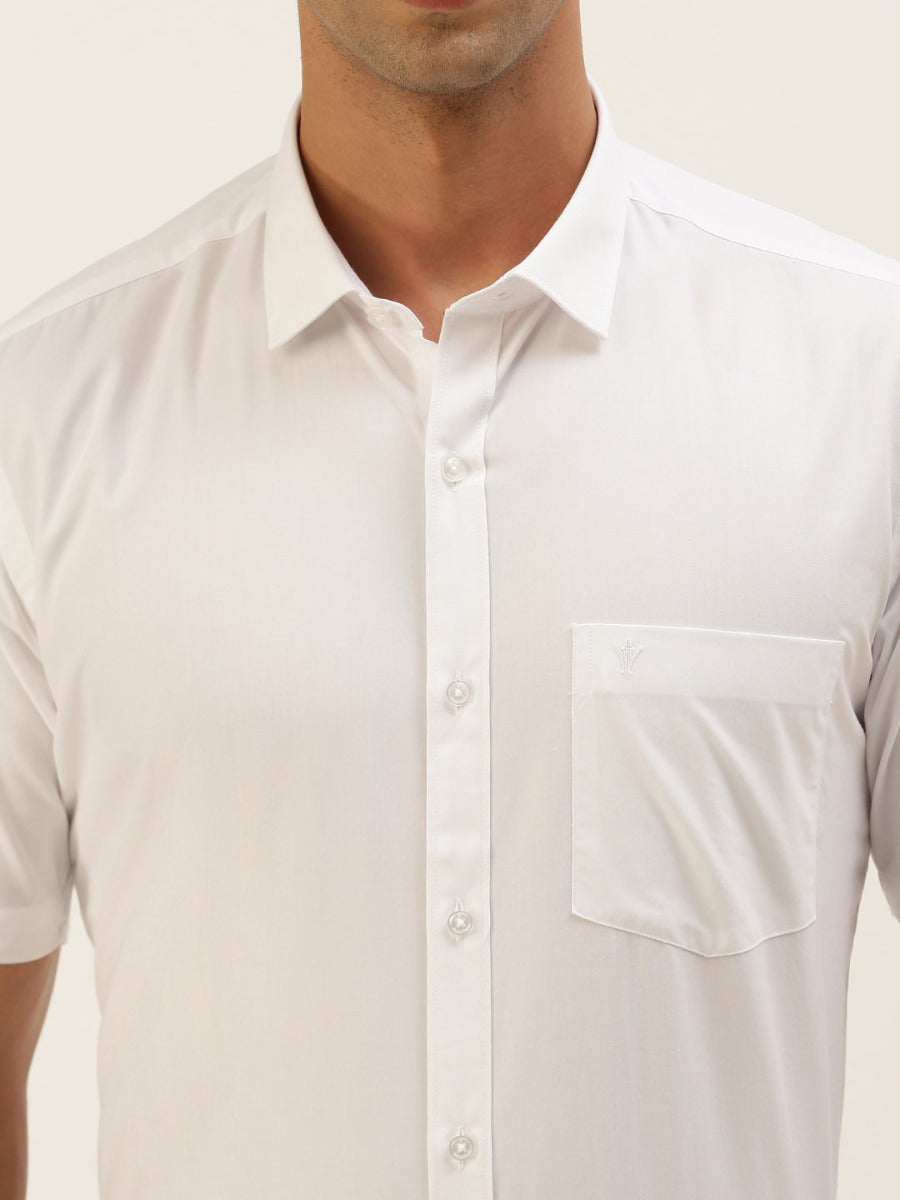 Mens Smart Fit Poly Cotton White Shirt Half Sleeves Ever Fresh-Zoom view
