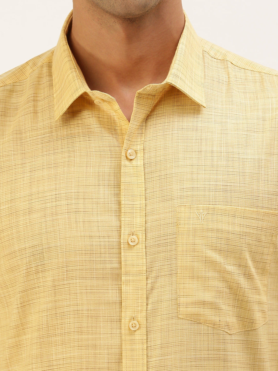 Mens Cotton Blended Formal Shirt Full Sleeves Light Sandal T23 CW2-Zoom view
