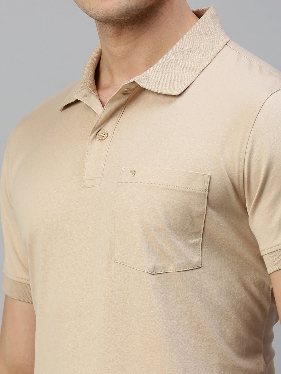 Mercerised Polo Flat Collar T-Shirt Gold with Chest Pocket MP4-Zoom view