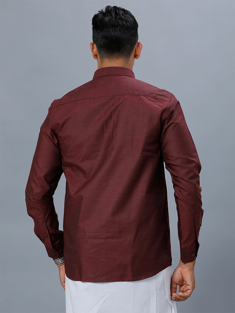 Mens Formal Shirt Full Sleeves Magenta Red T29 TE6-Back view