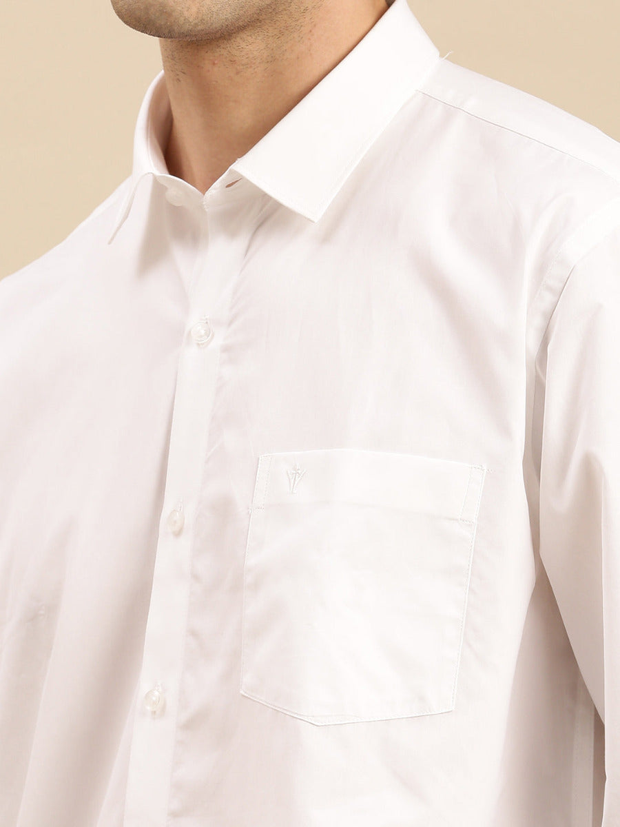 Mens Premium 100% Cotton White Shirt Full Sleeves Majestic-Zoom view