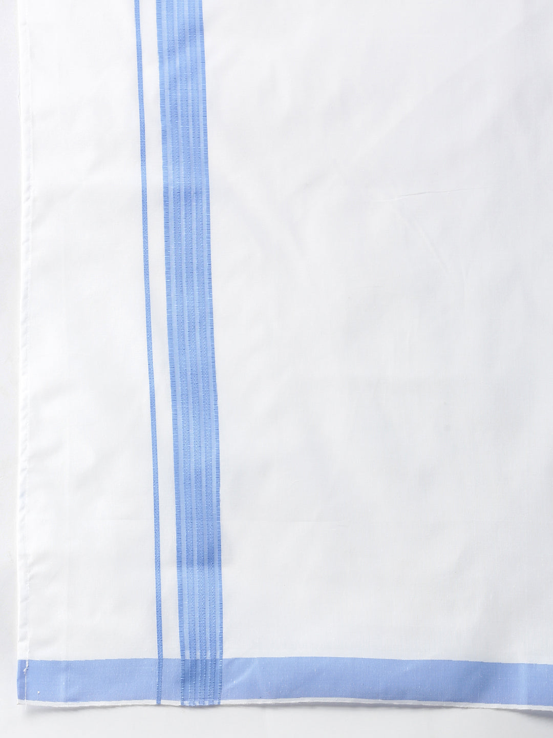 Mens Matching Border Adjustable Dhoti & Full Sleeves Shirt Set Blue CC9-Zoom view