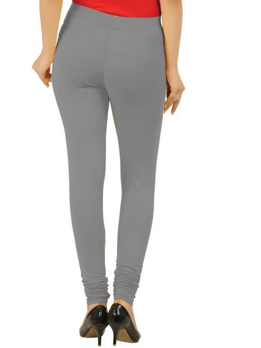Churidar Fit Mixed Cotton with Spandex Stretchable Leggings Grey-Back view