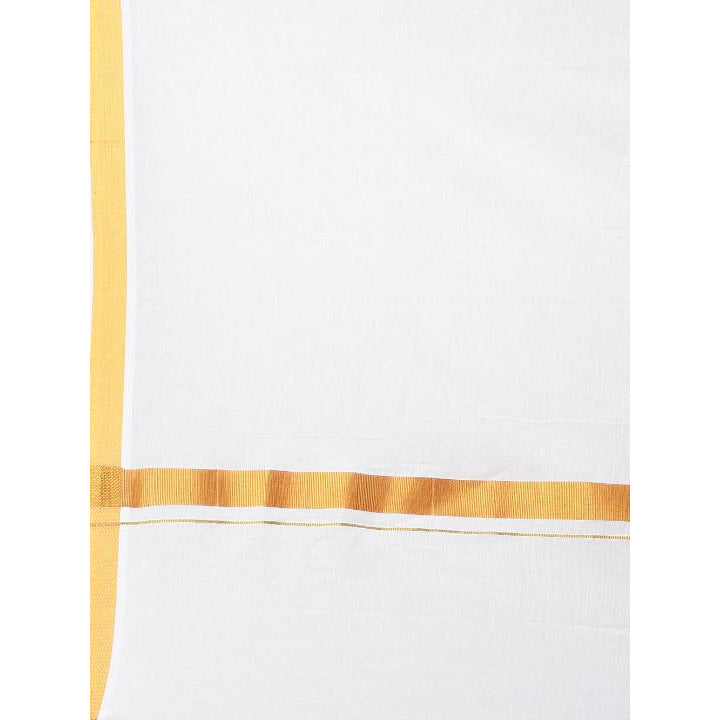 Mens Double Dhoti & Towel Set White Kalasadan-Zoom view