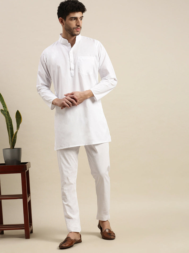 Mens Cotton White Kurta Pants