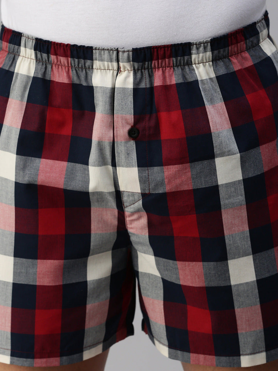 Mens Checked Woven Boxer Shorts Red WS6-Zoom view