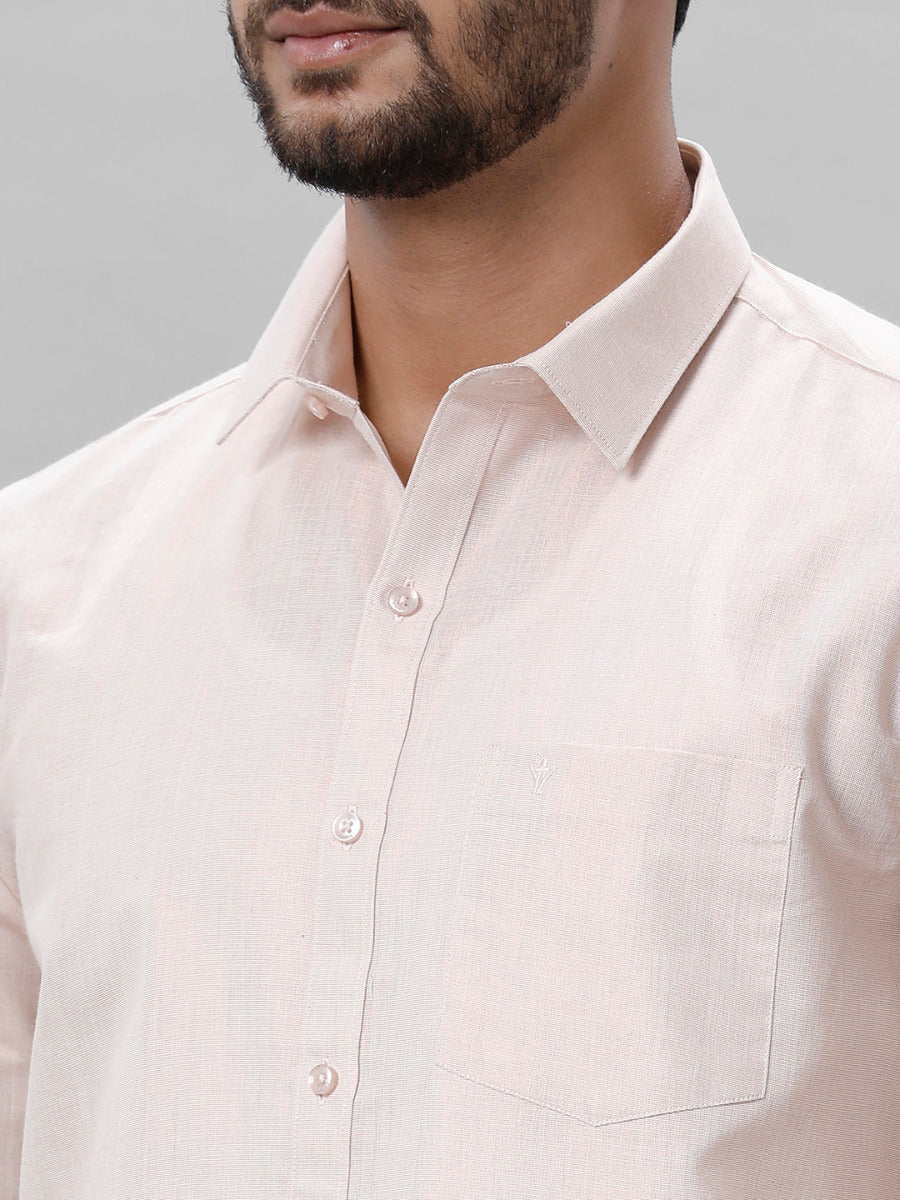 Mens Tissue Full Sleeve Shirt with 1" Jari Dhoti Set Sankalpam Copper-Zoom view