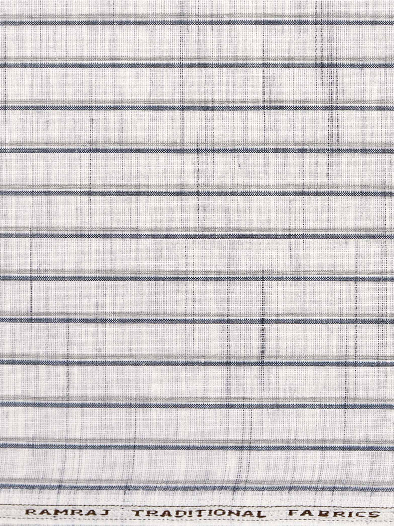 Cotton Colour Striped Shirt Fabric Grey & Blue High Style