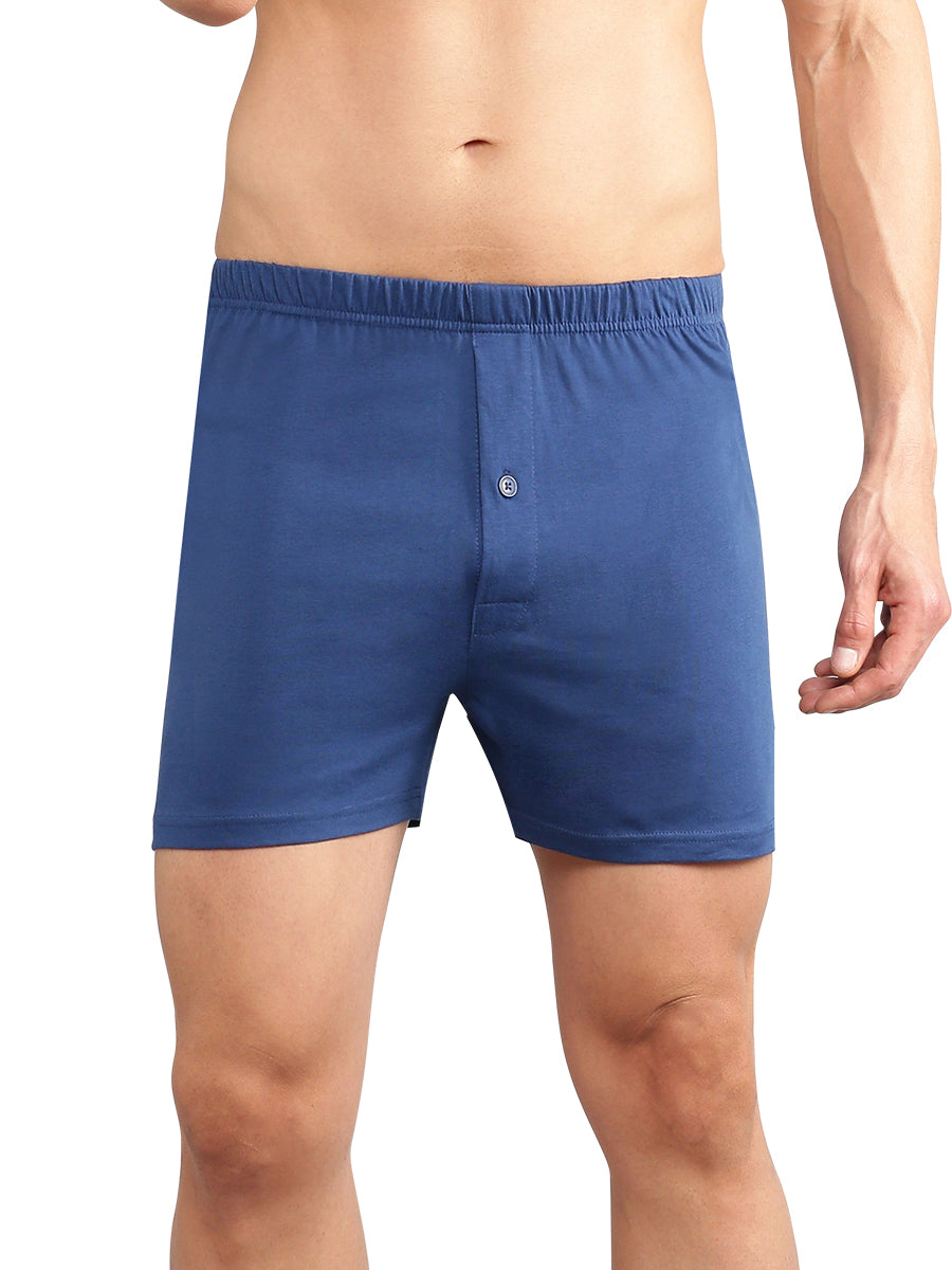 Mens Knitted Colour Boxers Real Relax-Navy blue