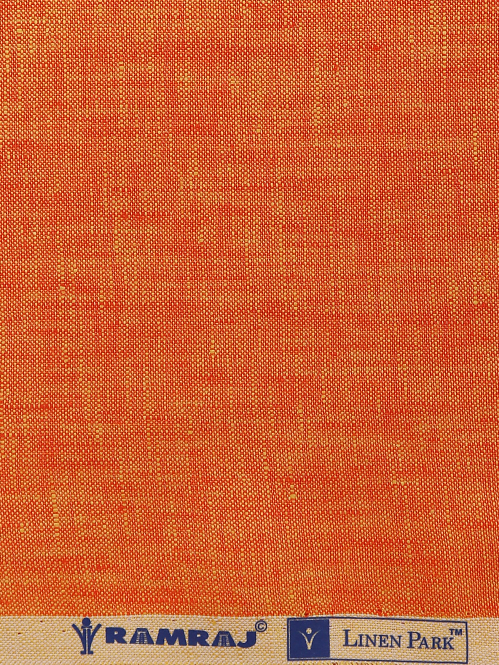 Pure Linen Colour Plain Shirt Fabric Orange Hessonite-Zoom view