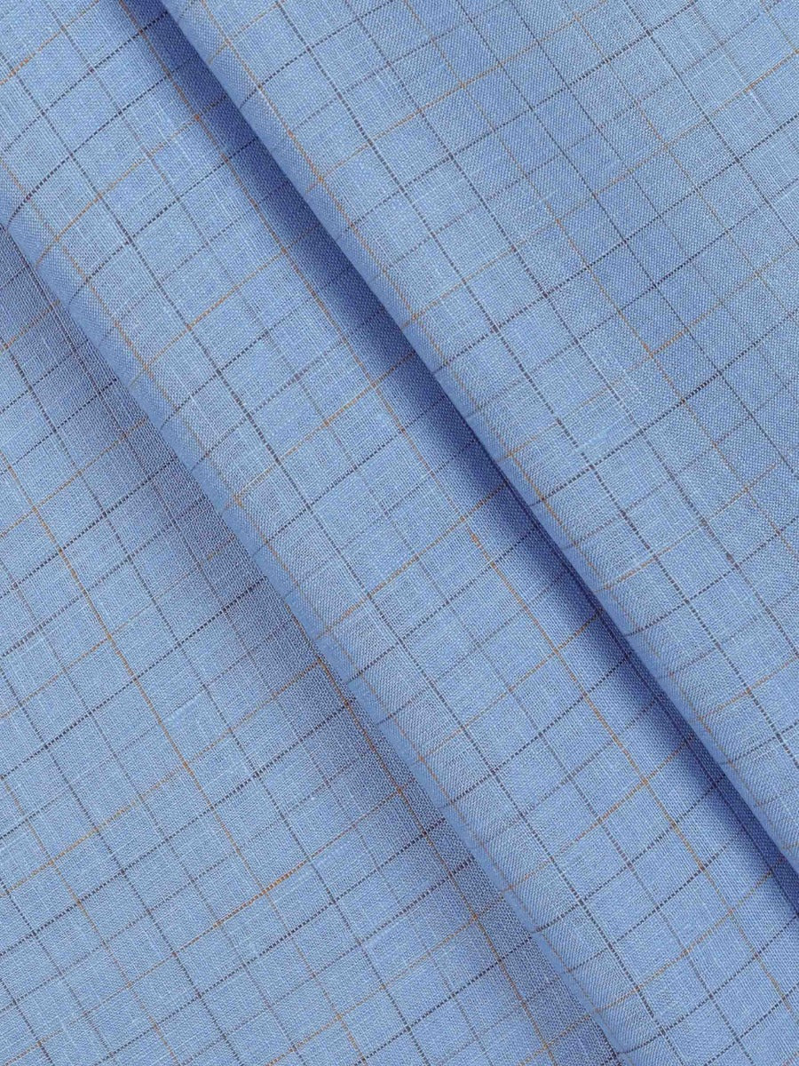 Pure Linen Checked Blue Colour Shirt Fabric Linen Park Texena-Pattern view