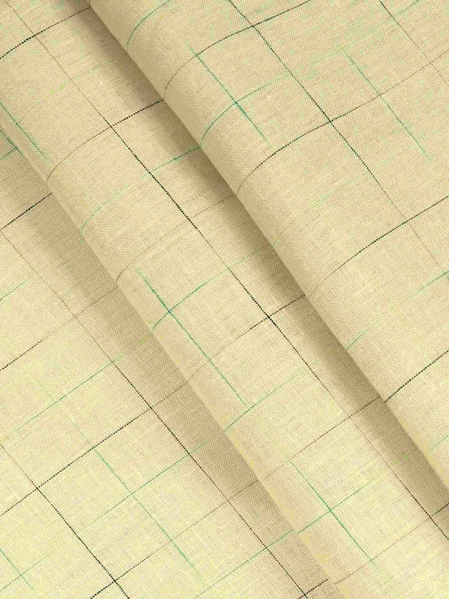 Pure Linen Checked Yellow Colour Shirt Fabric Linen Park Texena-Pattern view