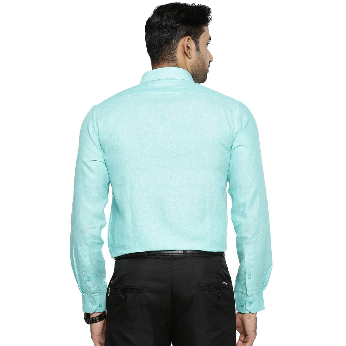 Linen Park 5605C Full Sleeve Shirt - LT Green (4362341220399)-Back view