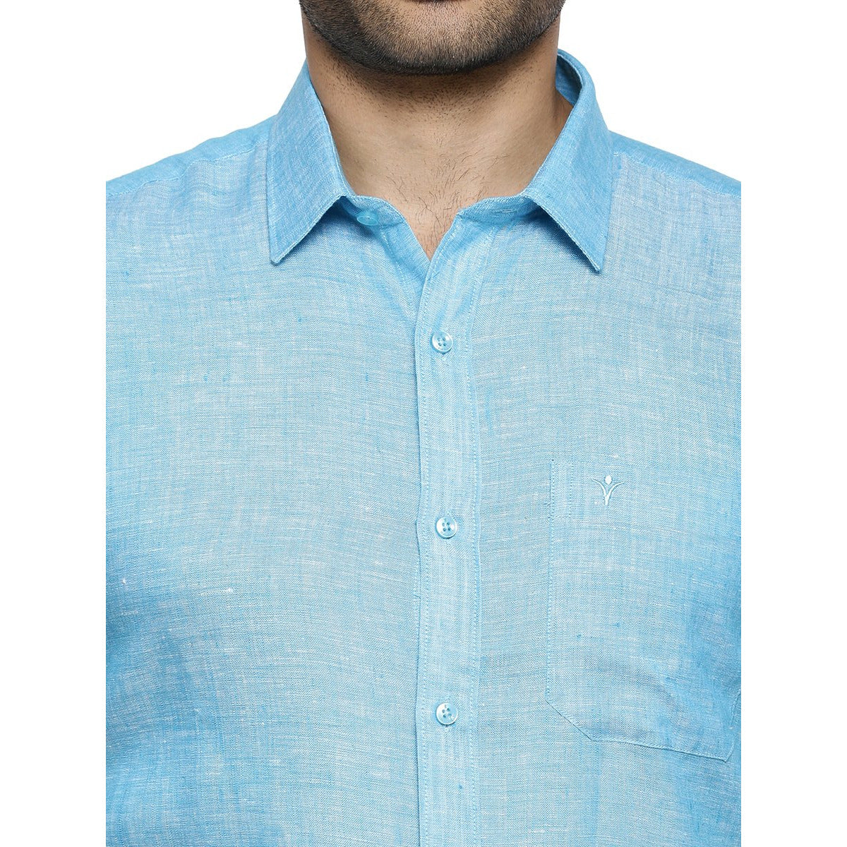Linen Park 5605C Half Sleeve Shirt - Blue (4360807776303)-Zoom view