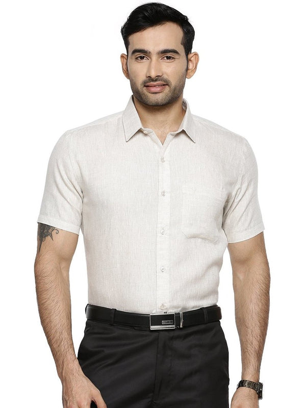 Mens Pure Linen Shirt Grey