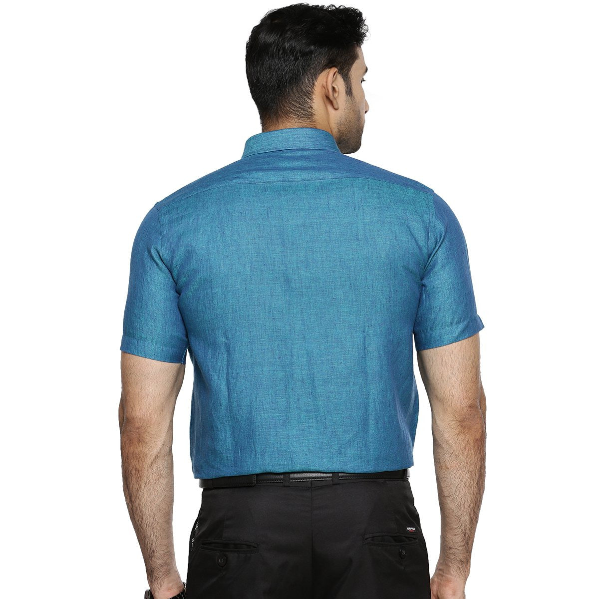Linen Park 5605C Half Sleeve Shirt - Prussian Blue (4407761141807)-Back view