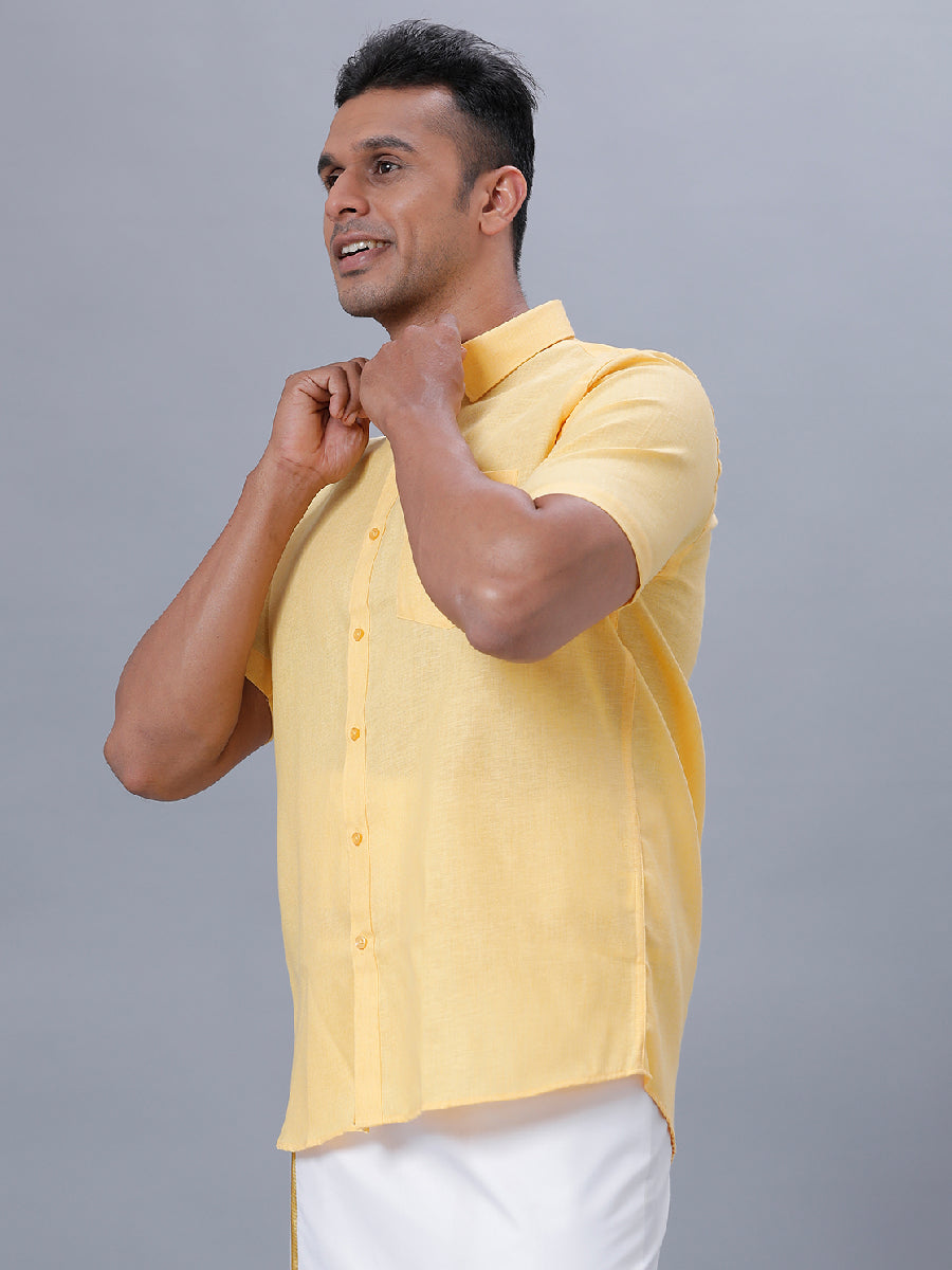 Mens Formal Shirt Half Sleeves Yellow T26 TB4-Side alternative view
