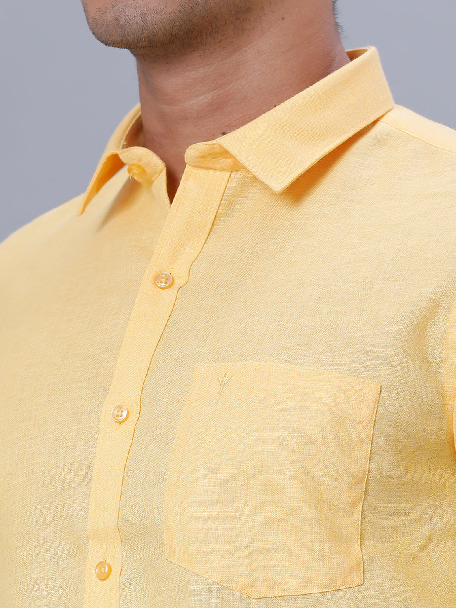 Mens Formal Shirt Half Sleeves Yellow T26 TB4-Zoom view