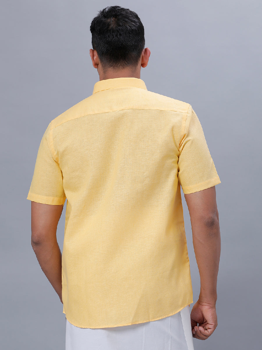 Mens Formal Shirt Half Sleeves Yellow T26 TB4-Back view