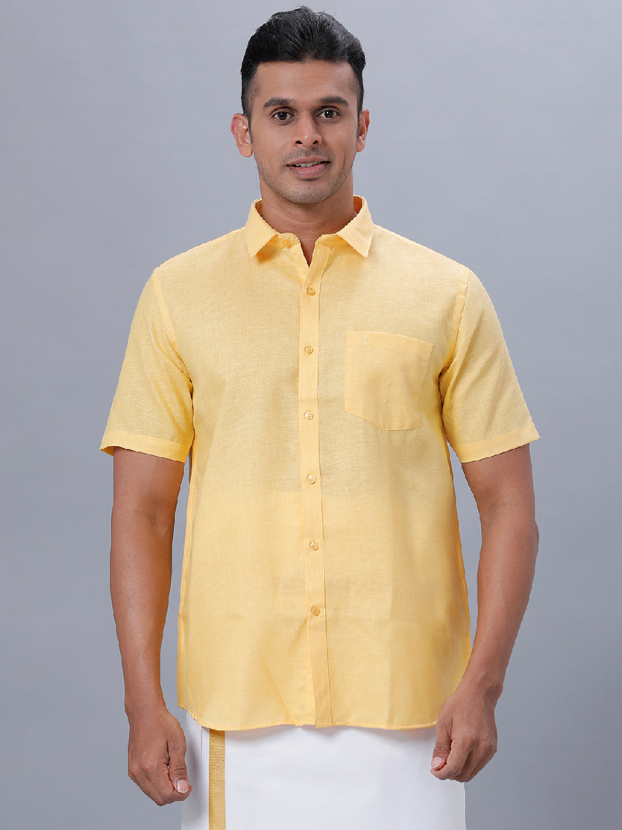 Mens Formal Shirt Half Sleeves Yellow T26 TB4