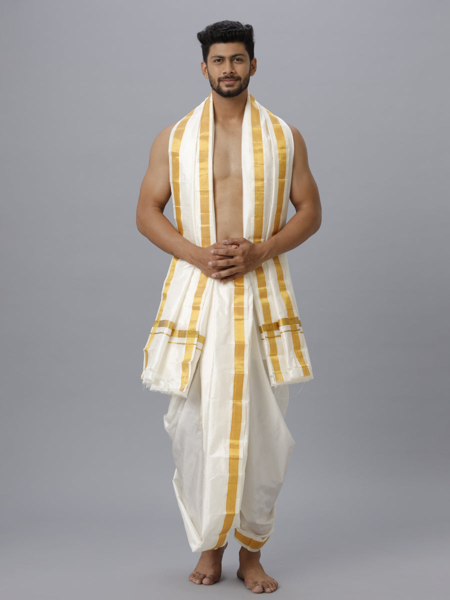 Mens Silk 80K 1 1/2" Panchakacham & Towel (9+5) Prasanthi