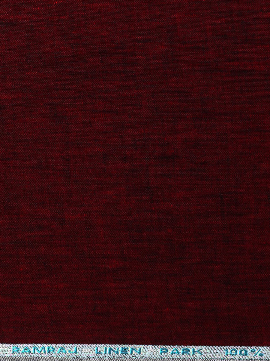 Pure Linen Colour Plain Shirt Fabric Dark Maroon Legend-Zoom view
