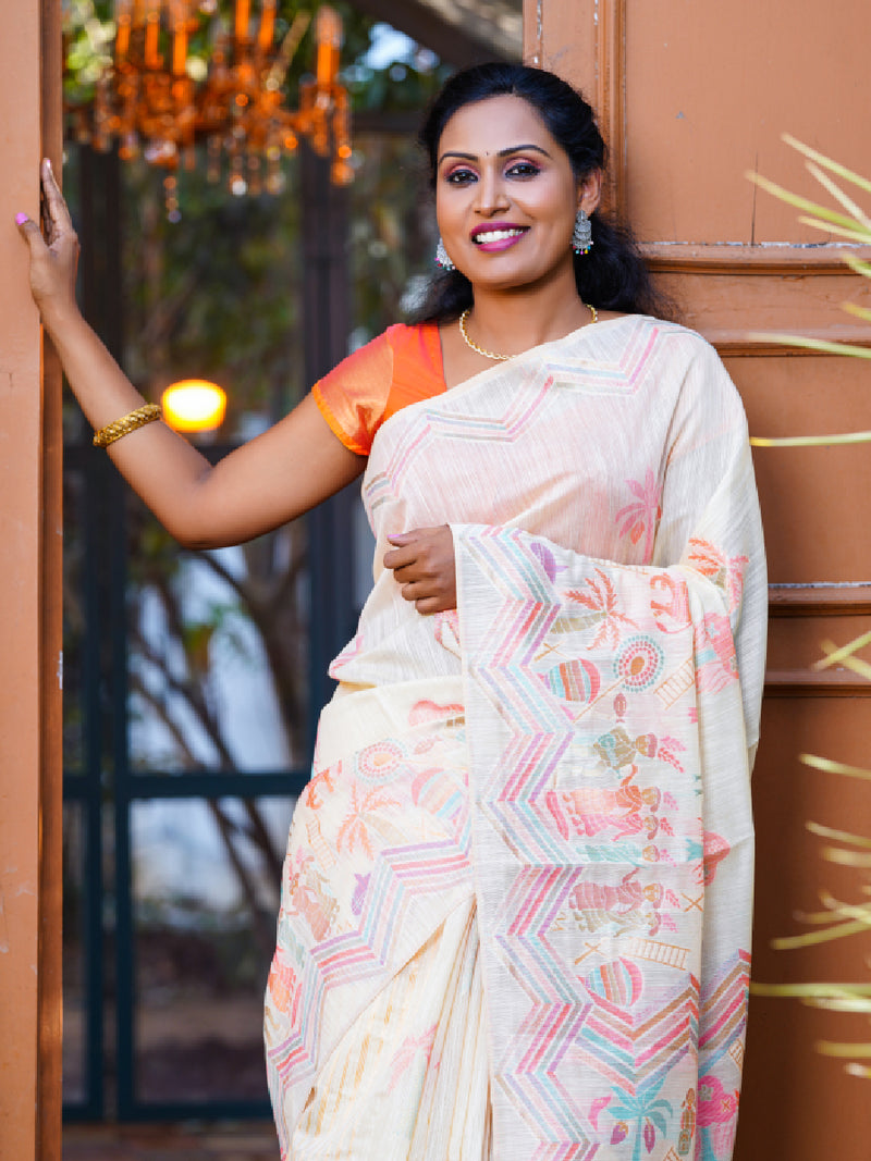 Buy Trendy Womens Kerala Cream Sarees Online  Ramraj Cotton