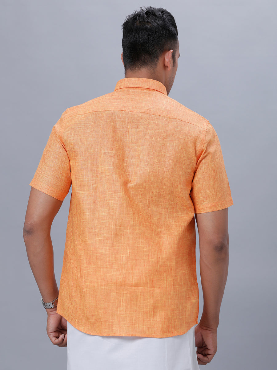 Mens Formal Half Sleeves Shirt Orange T38 TN2-Back view