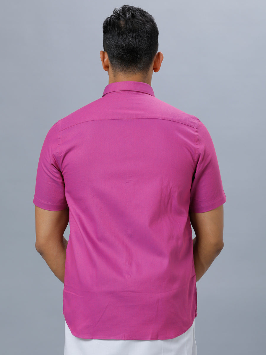 Mens Formal Shirt Half Sleeves Deep Pink T30 TF5-Back view