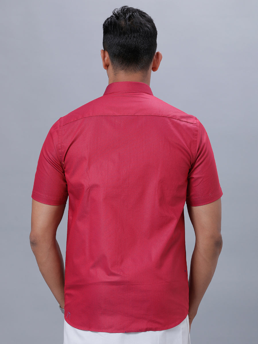 Mens Formal Shirt Half Sleeves Strong Red T30 TF6-Back view