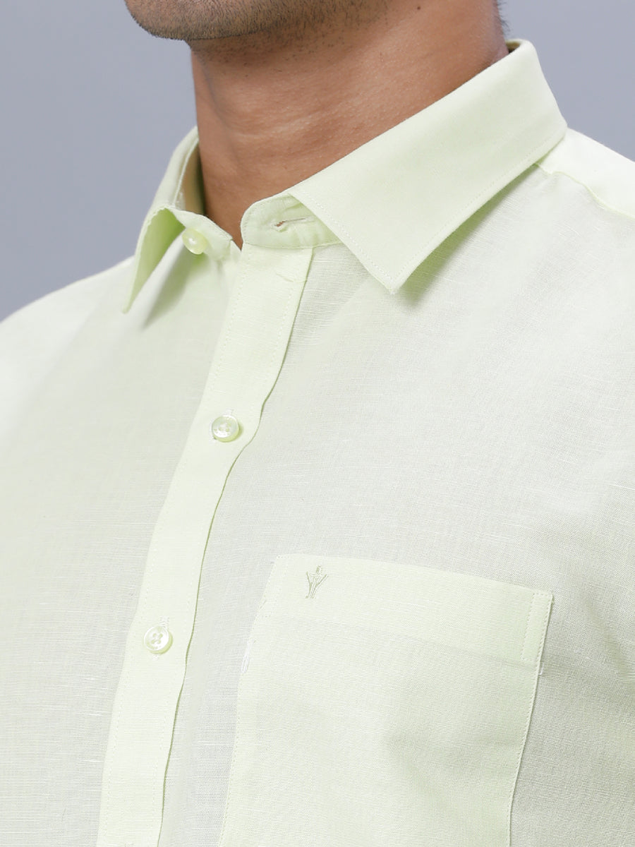 Mens Linen Cotton Formal Shirt Full Sleeves Light Green LF3-Zoom view