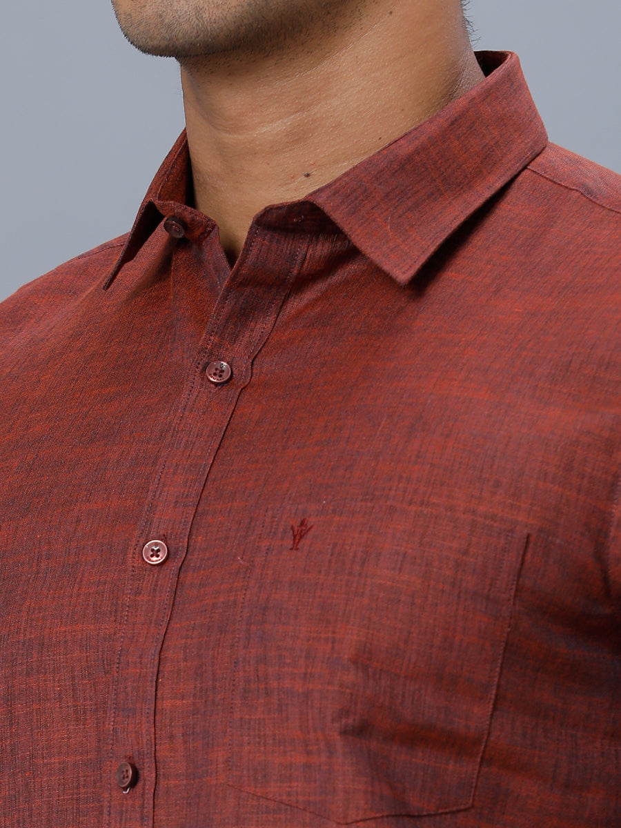 Mens Cotton Blended Formal Shirt Half Sleeves Maroon T12 CK10-Zoom view