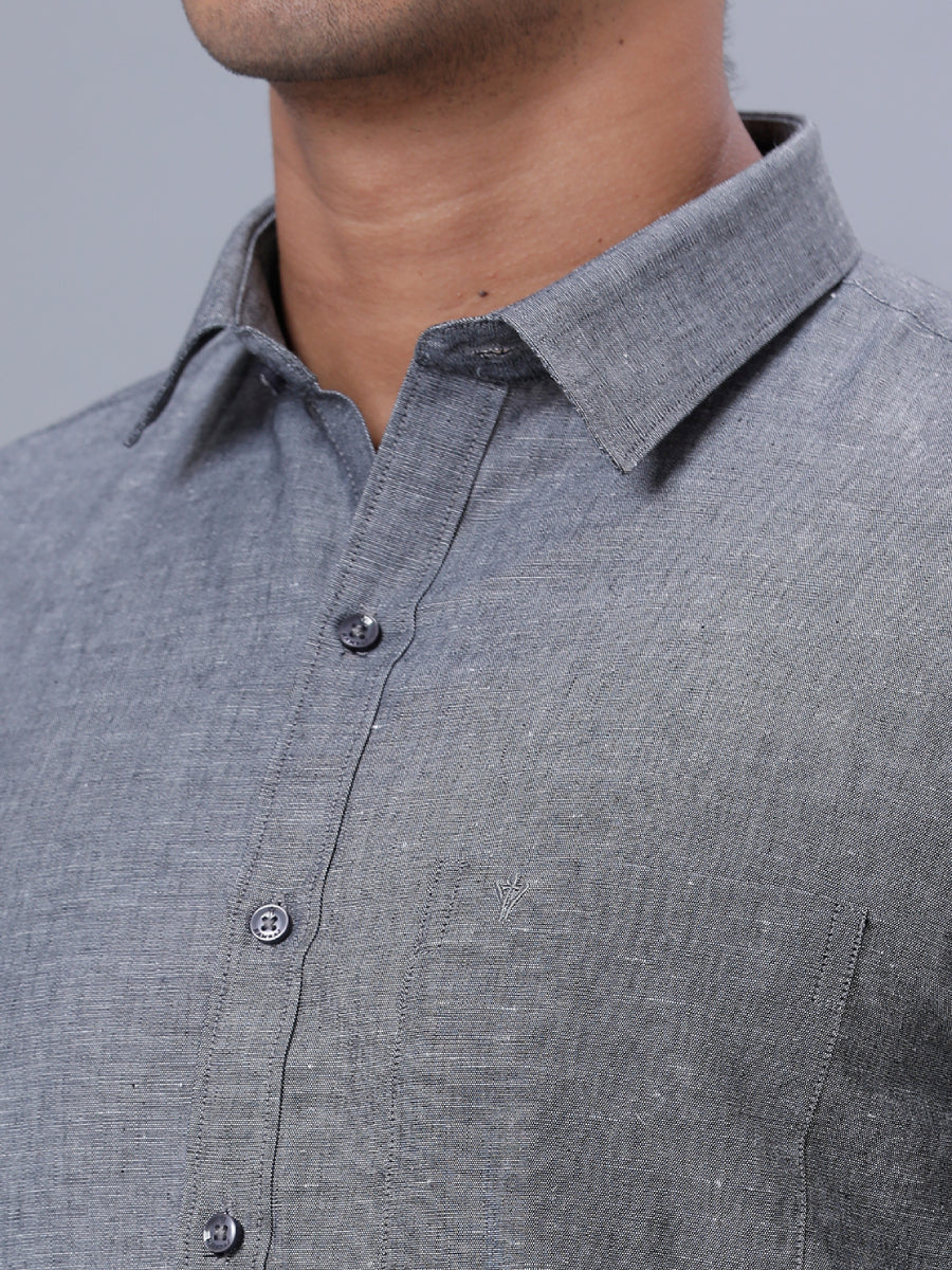 Mens Linen Cotton Formal Shirt Half Sleeves Grey LF7-Zoom view
