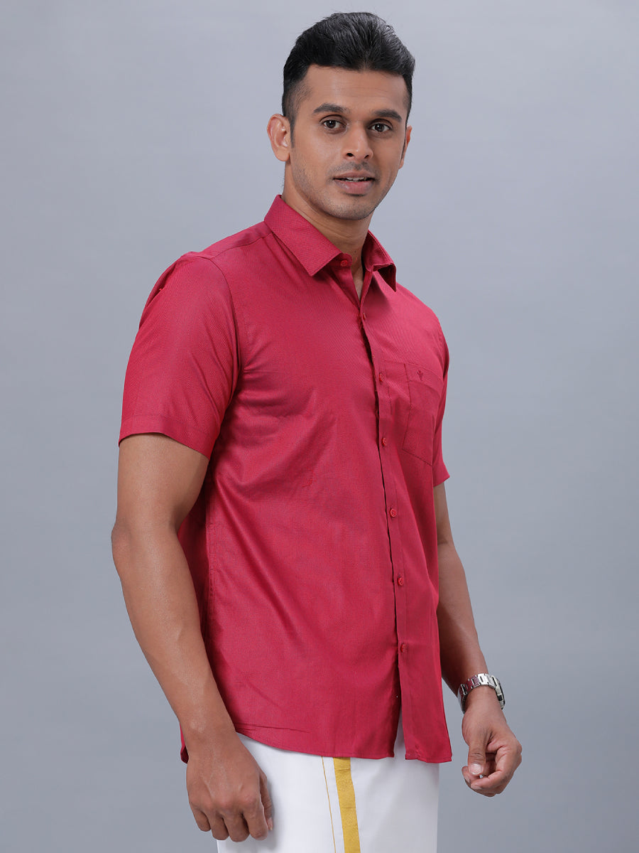 Mens Formal Shirt Half Sleeves Strong Red T30 TF6-Side view