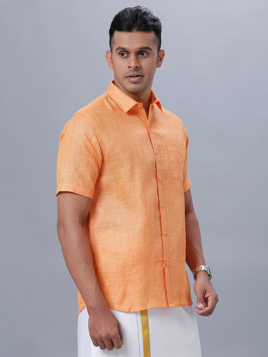 Mens Formal Half Sleeves Shirt Orange T38 TN2-Side alternative view