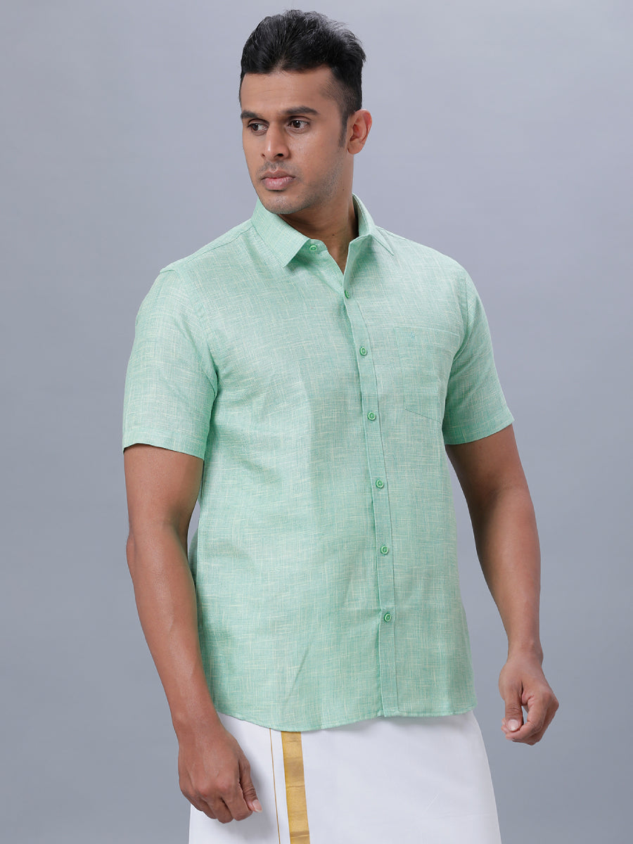 Mens Formal Half Sleeves Shirt Pista Green T38 TN3