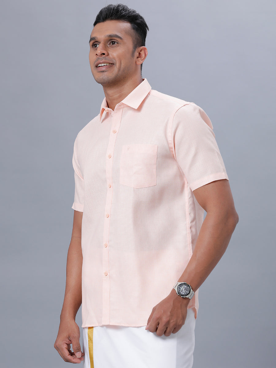 Mens Formal Shirt Half Sleeves Light Pink T25 TA4-Side alternative view
