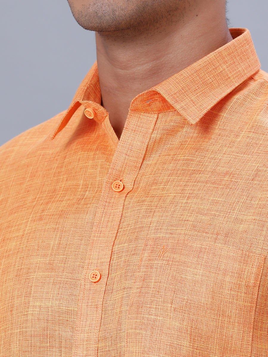 Mens Formal Half Sleeves Shirt Orange T38 TN2-Zoom view