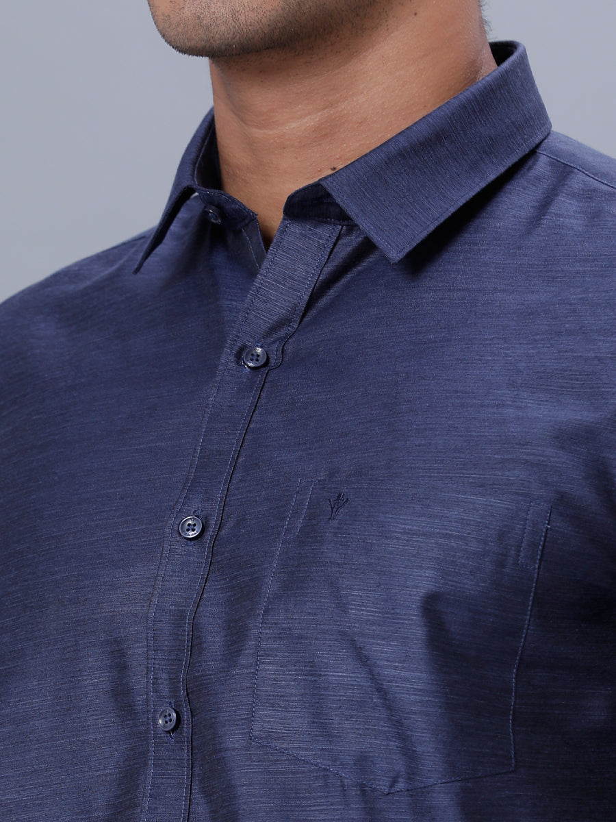 Mens Formal Shirt Half Sleeves Deep Blue T29 TE5-Zoom view