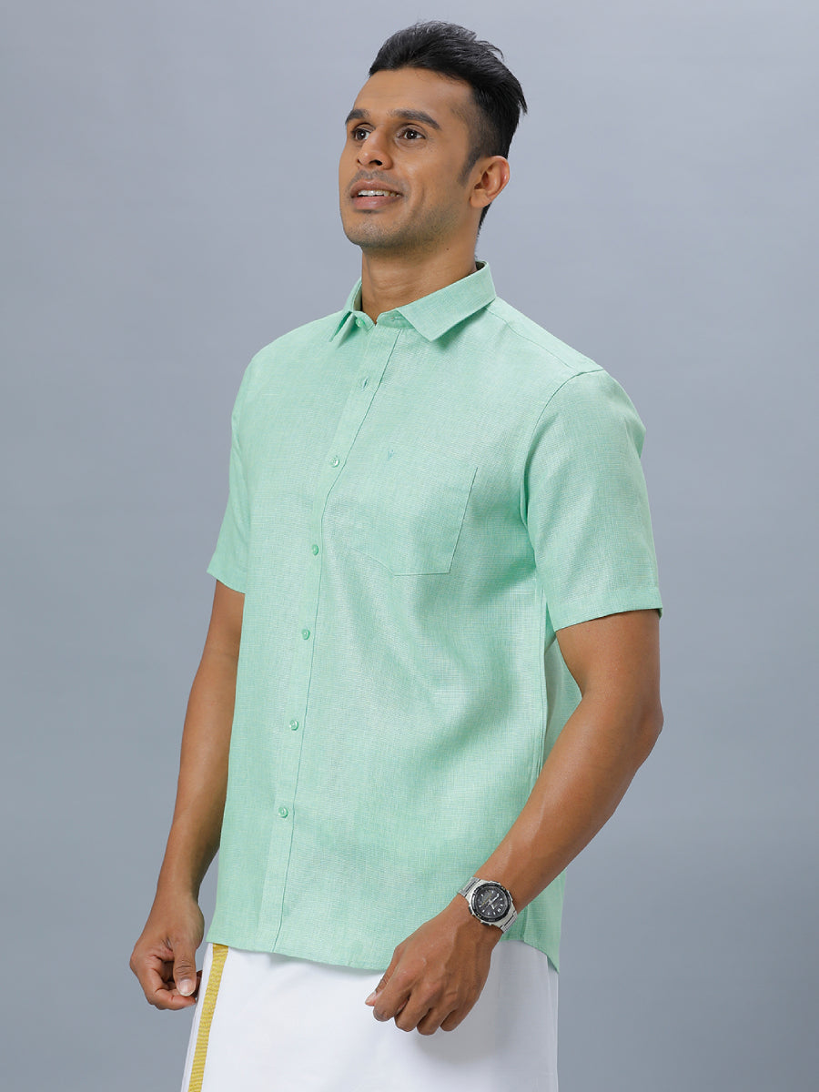 Mens Formal Shirt Half Sleeves Pista Green T25 TA3-Side alternative view