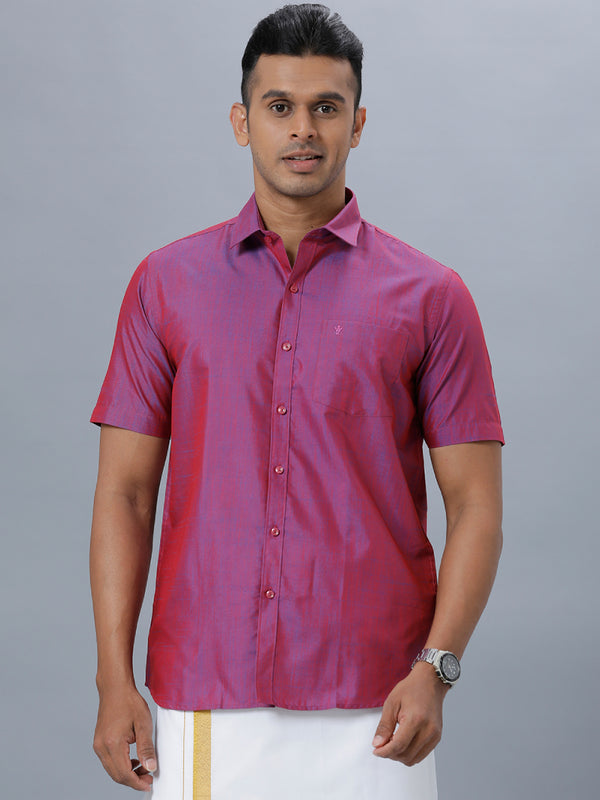 Mens Formal Shirt Half Sleeves Deep Pink T20 CR2