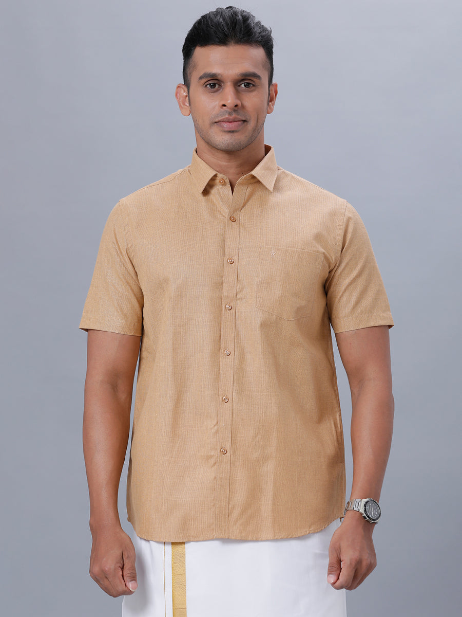Mens Cotton Formal Half Sleeves Mustard Shirt T1 GC15