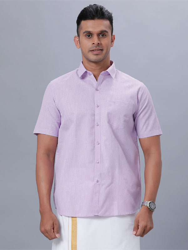 Mens Cotton Formal Half Sleeves Shirt Violet T1 GC17