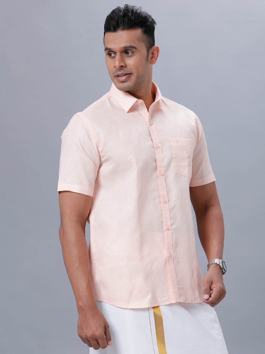 Mens Formal Shirt Half Sleeves Light Pink T25 TA4-Side view