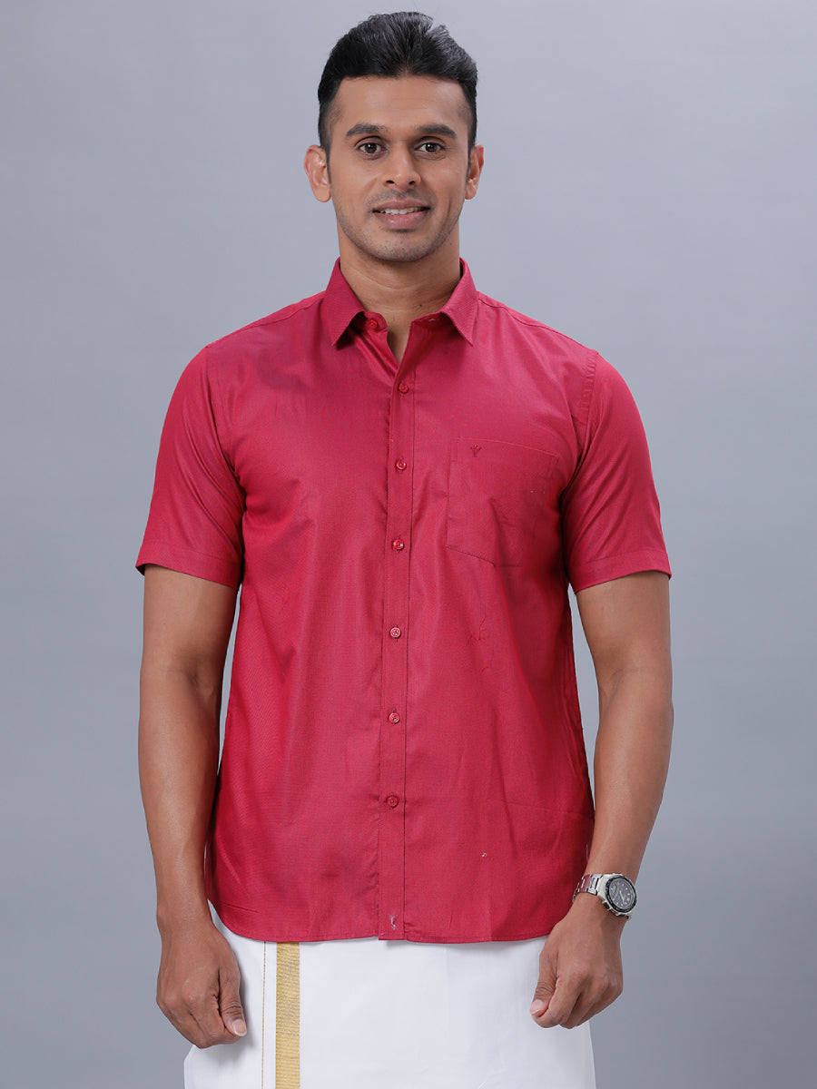 Mens Formal Shirt Half Sleeves Strong Red T30 TF6