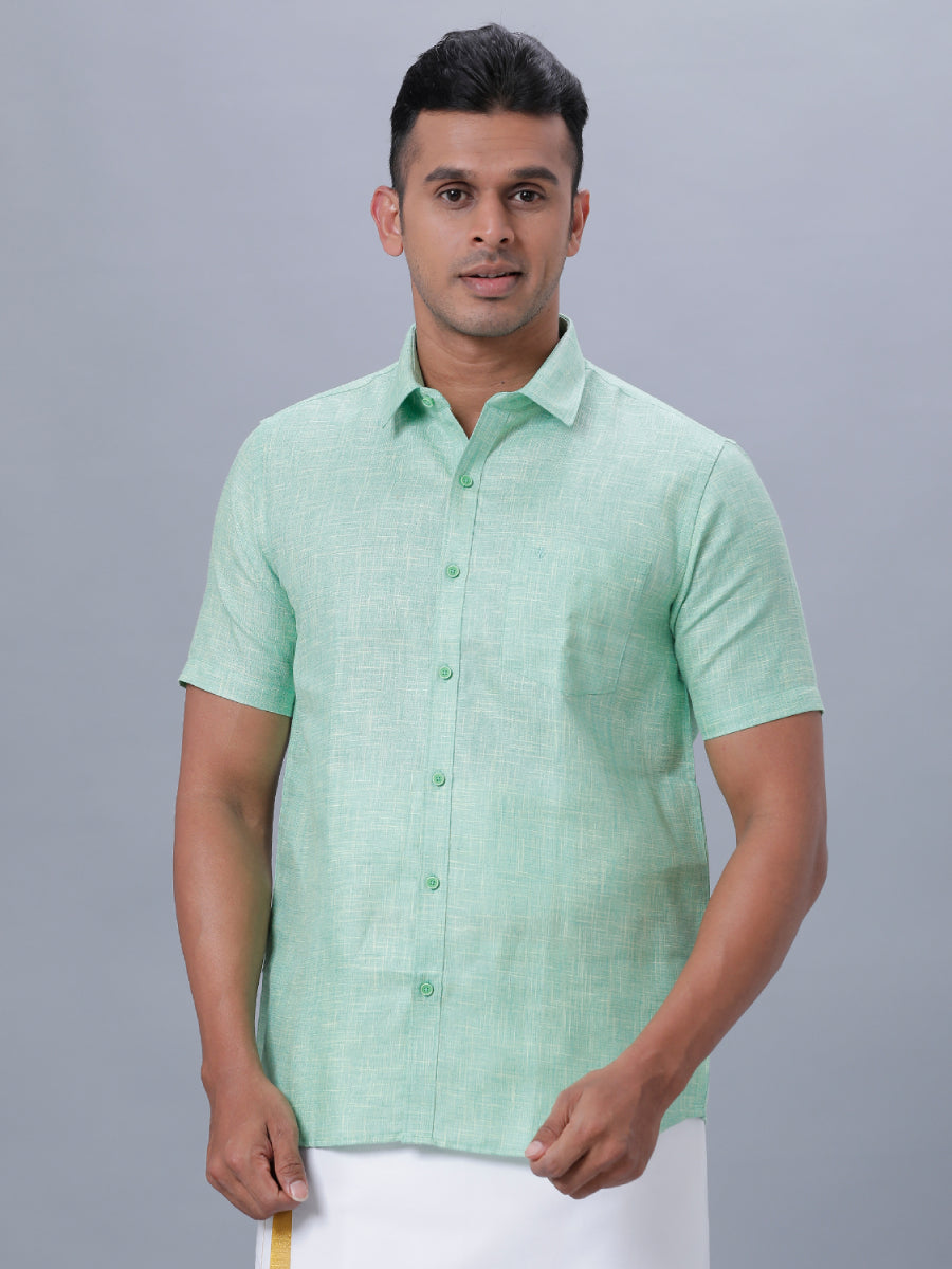 Mens Formal Half Sleeves Shirt Pista Green T38 TN3