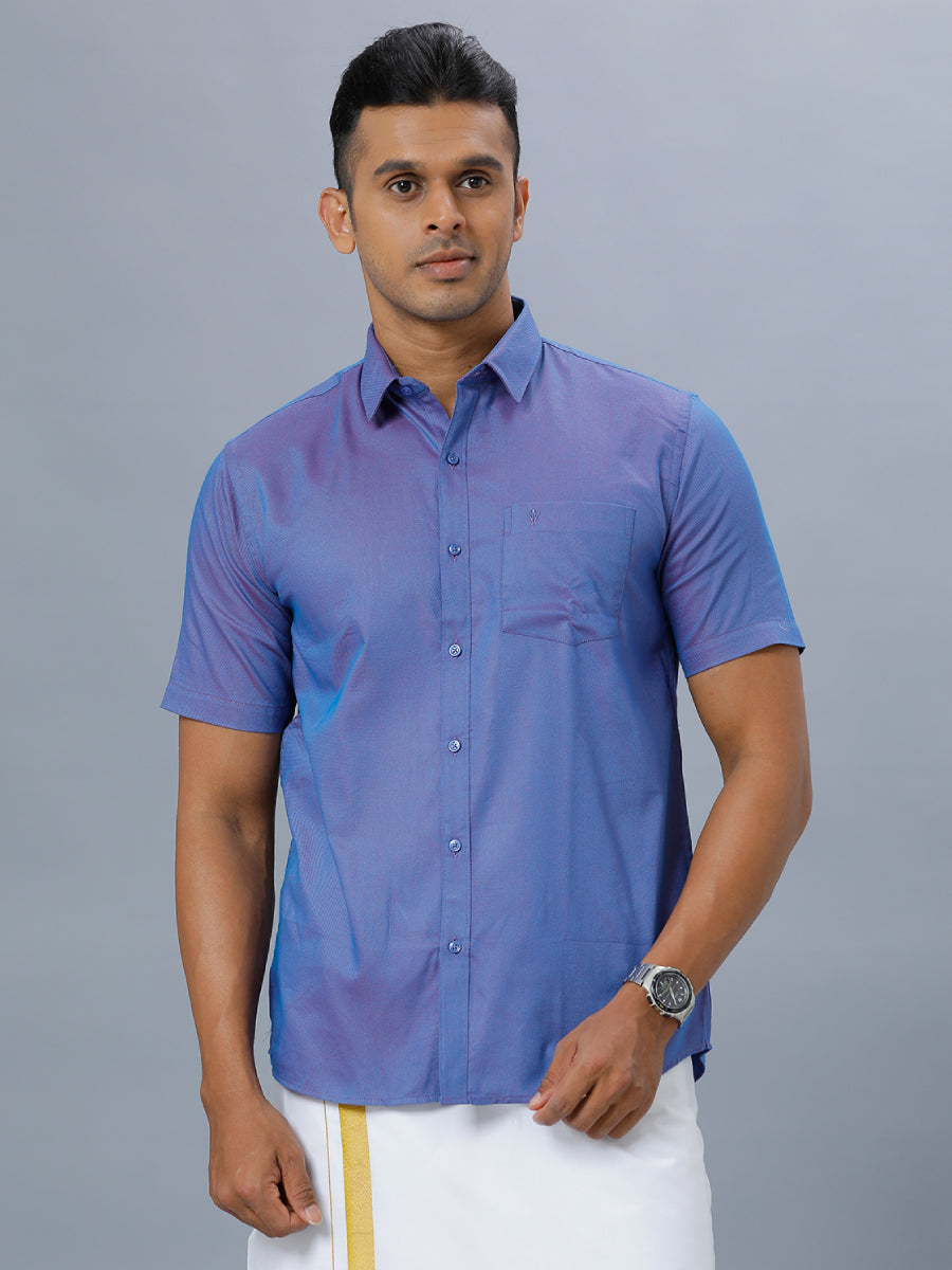 Mens Formal Shirt Half Sleeves Bright Purple T30 TF1
