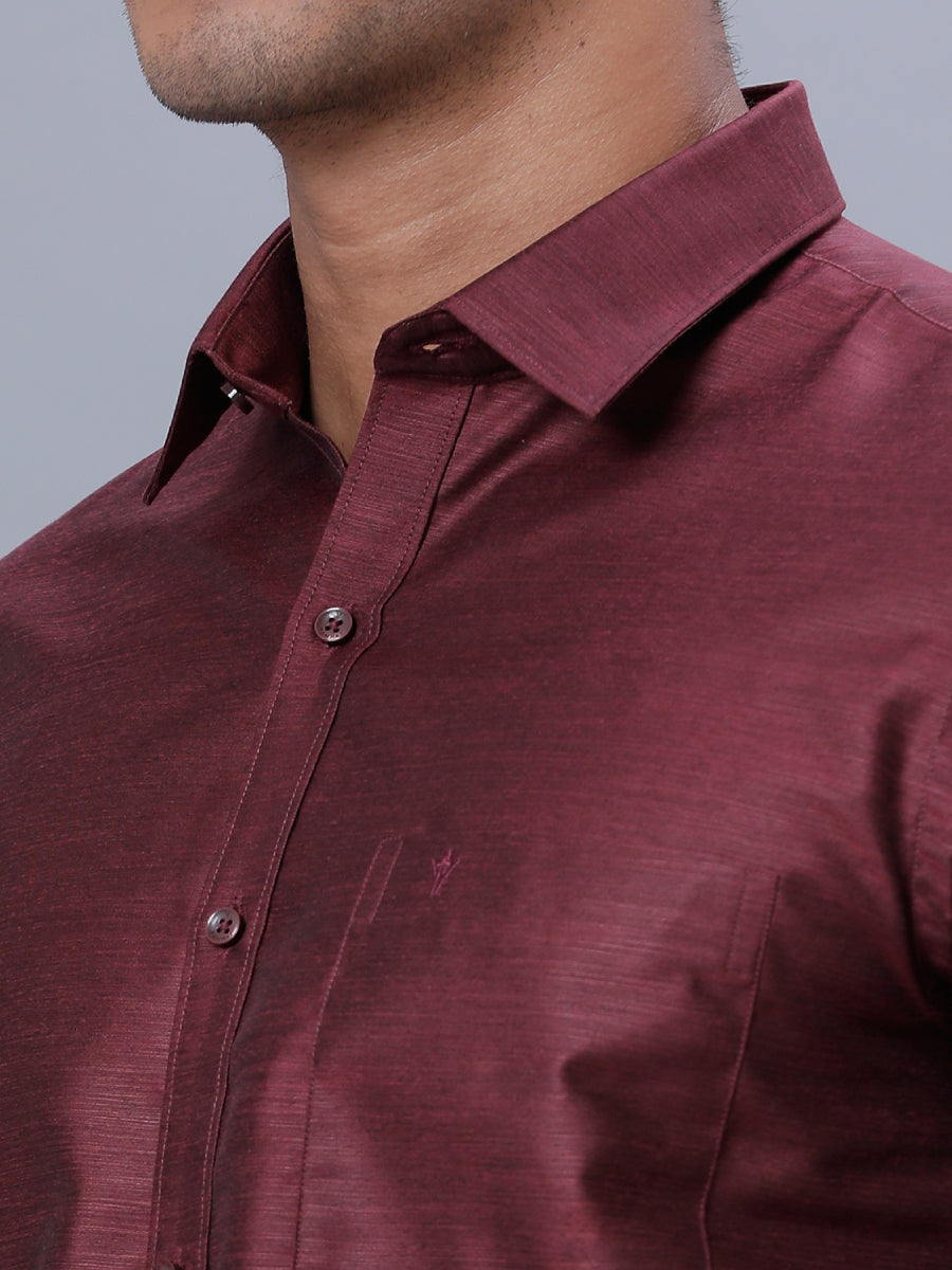 Mens Formal Shirt Half Sleeves Magenta Red T29 TE6-Zoom view