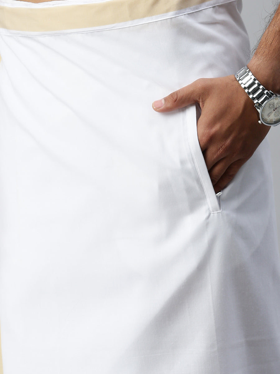 Mens Matching Border Adjustable Dhoti & Full Sleeves Shirt Set CC1-Pocket view