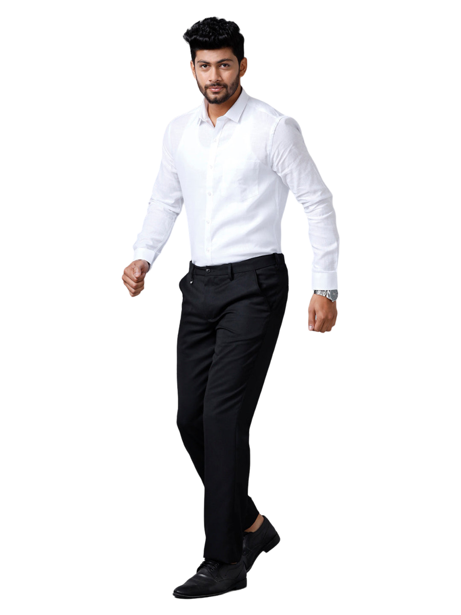 Mens Linen Cotton Full Sleeves White Shirt 7525-Full view